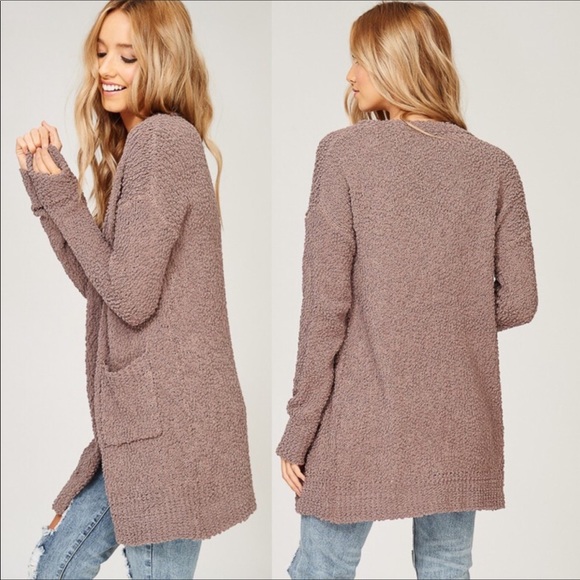 LAST 2 Size Large! Mocha Popcorn Open Cardigan - Picture 2 of 2